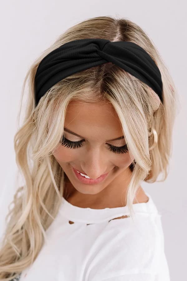 Miniatura 2 de Huachi Diademas neutras para mujer, diademas anchas tipo turbante para mujer, diademas bohemias suaves y elásticas para el cabello de mujer, lindos