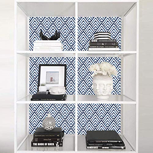 Livebor Arrowhead Deep Blue Peel and Stick Wallpaper 196.8”X 17.7” Blue Wallpaper Wall Decorative Removable Wallpaper Stick and Peel Geometric Self Adhesive Wall Paper Vinyl Film Shelf Drawer Liner
