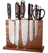 Solid Wood Magnetic Knife Block, Magnetic Knife Holder with Strong Magnets on Both Sides, for Mul...