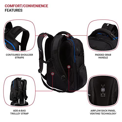 SwissGear Gaming Laptop Backpack with Charger Port (USB), Blue/Black - image 2