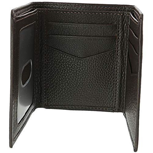Fossil Men's Wilder Leather Trifold with Id Window Wallet, Dark Brown2
