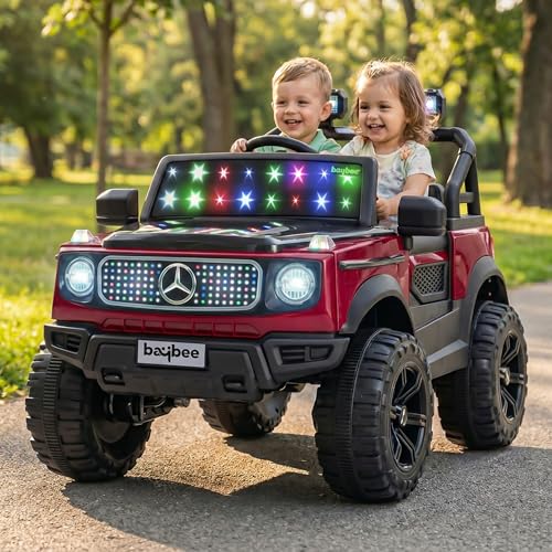 Image of Baybee CruzeX 4x4 Battery Operated Jeep for Kids with Parental Control | Baby Ride On Electric Car with RGB Lights, Music & Swing Mode | Rechargeable Battery Car for Kids 2 to 6 Years (Red)
