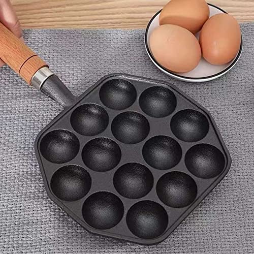 Ghisa Antiaderente Fori Takoyaki Pan con Manico Staccabile per Aebleskivers Pancake Home