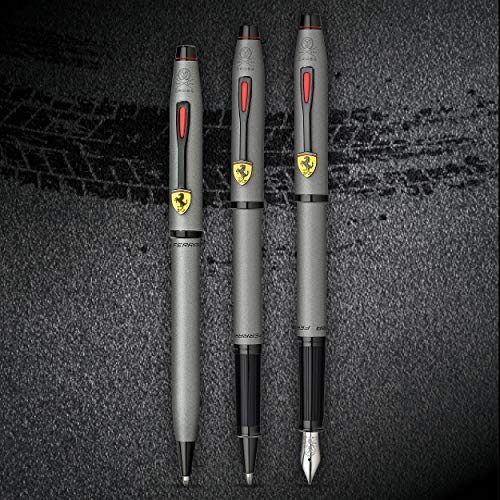 Image of Cross Century II Collection for Scuderia Ferrari Titanium Gray Satin Lacquer w /Polished Black PVD Appointments Ballpoint Pen