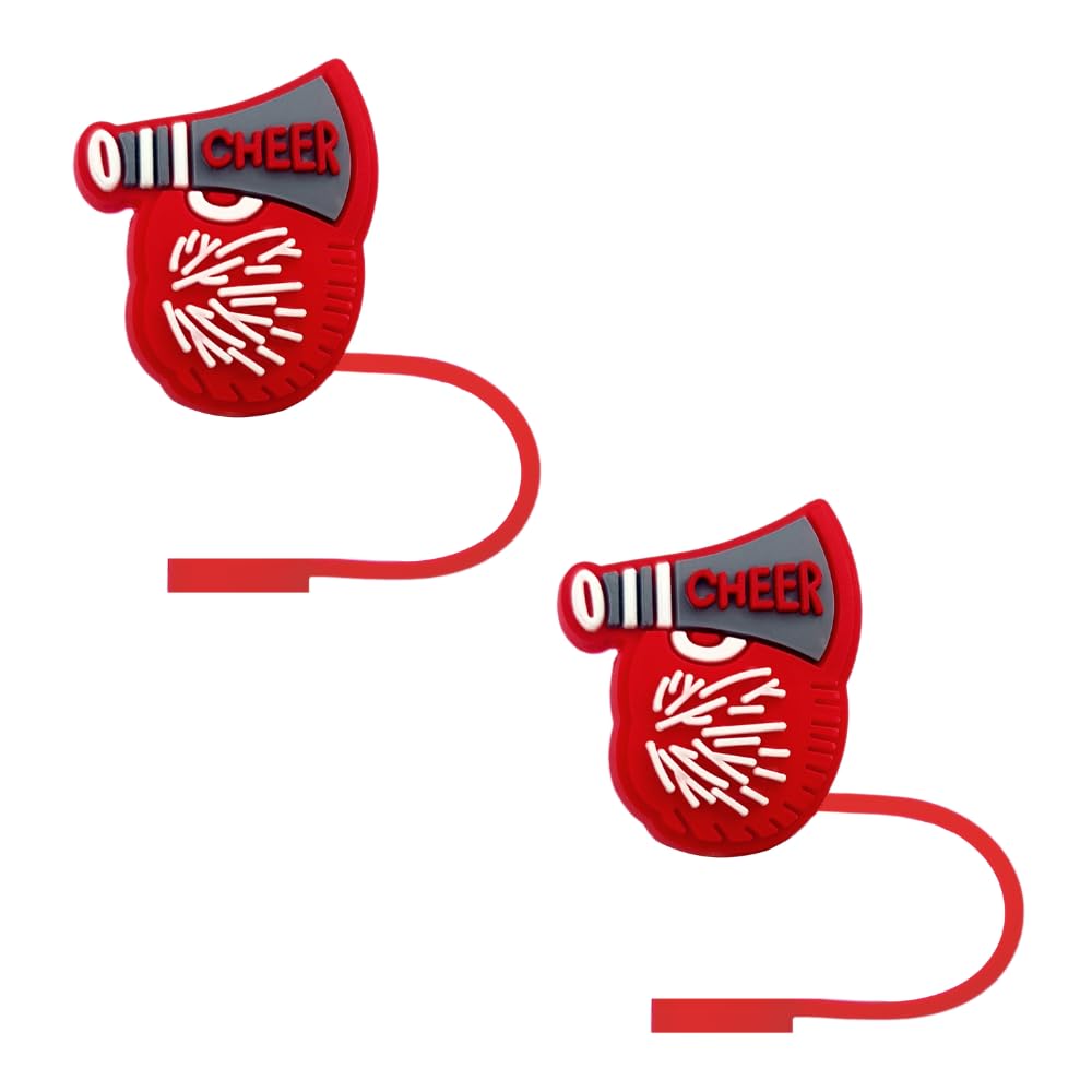 STRACOUPI Sport Cheer Silicone Straw Covers for Stanley Cup, Reusable, Cute Toppers Accessories for Tumblers, 2PCS Decorative & Personalized Straw