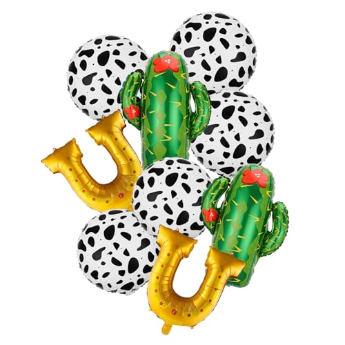 Western-Balloons - Juego de decoración de fiesta de vaquero de 9 piezas, globos de aluminio con caballo, herradura, bota, diseños de cactus para cumpleaños temáticos occidentales, rodeos, eventos de