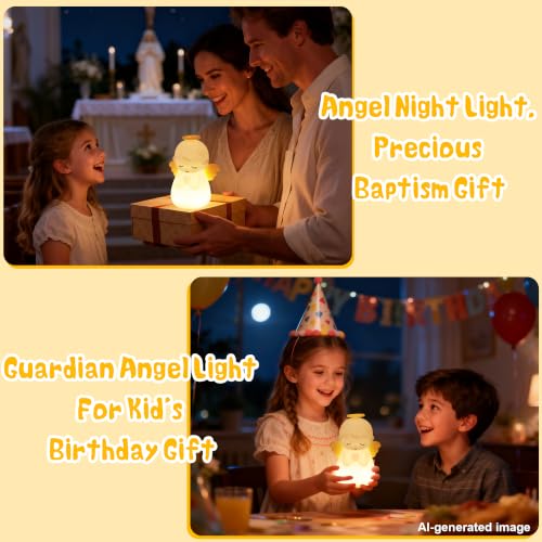 Image of Angel Night Light, Guardian Angel Nursery Light Lamp for Baptism Gifts
