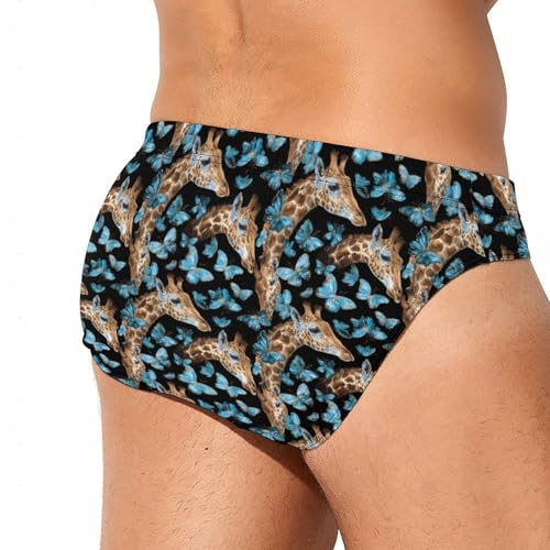 Giraffes and Butterfly Men's Swim Briefs Low Waist Bikini Swimsuit Underwear Beach Swimwear3