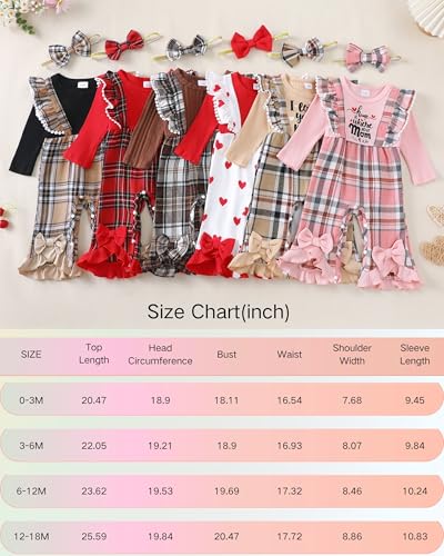 Renotemy Newborn Baby Girl Clothes Fall Winter Outfit Ribbed Romper Plaid Overalls Jumpsuit Infant Girl Outfits 0-18 Months3
