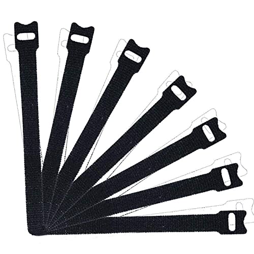 80 Pcs Reusable Fastening Cable Ties, 8 X 1/2 Inch Premium Adjustable Cord Ties Black Cord Organization Straps, Microfiber Hook Loop Cable Management Wire Organizer Wrap #TOP15