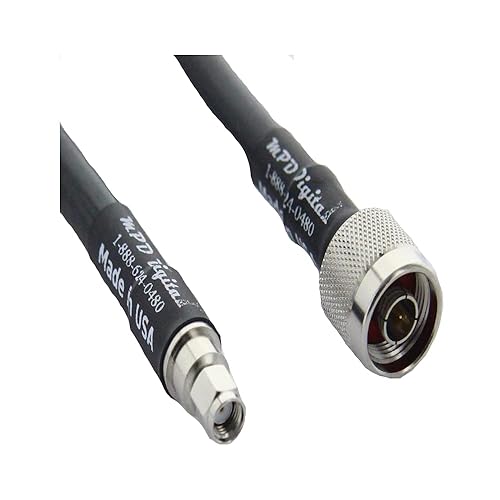 MPD - Cable coaxial de RF con conectores N macho y RP-SMA macho para punto de conexión, WiFi, transmisores de radio, antena, 15 pies