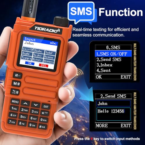 Image of TIDRADIO TD-H9 10Watt GPS&APRS Ham Radio Multi-Band;Capable of Bluetooth Connectivity; Wireless Programming; Spectrum Analysis;SMS Message Text; NOAA Weather Receiver Handheld Two Way Radio (Orange)