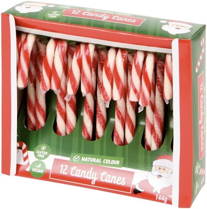 Lot de 12 Sucres d’Orge à la Fraise – Bonbons de Noël Sans Gluten, Colorant Naturel, pour Décoration de Sapin