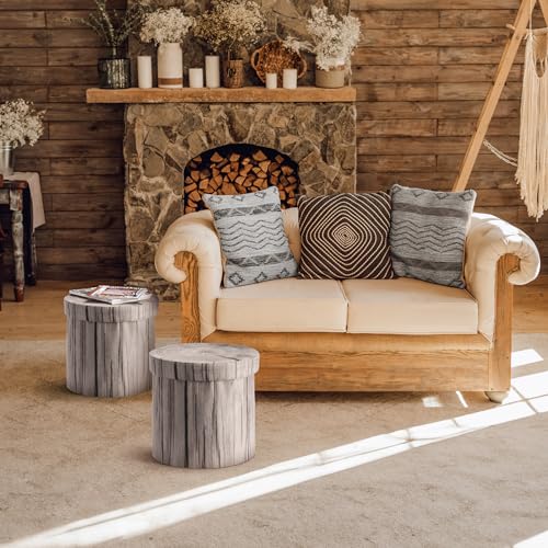 Sorbus Tree Stump Stool, 15 Inch Storage Ottoman & Footrest (1 Pack, Gray) - image 4