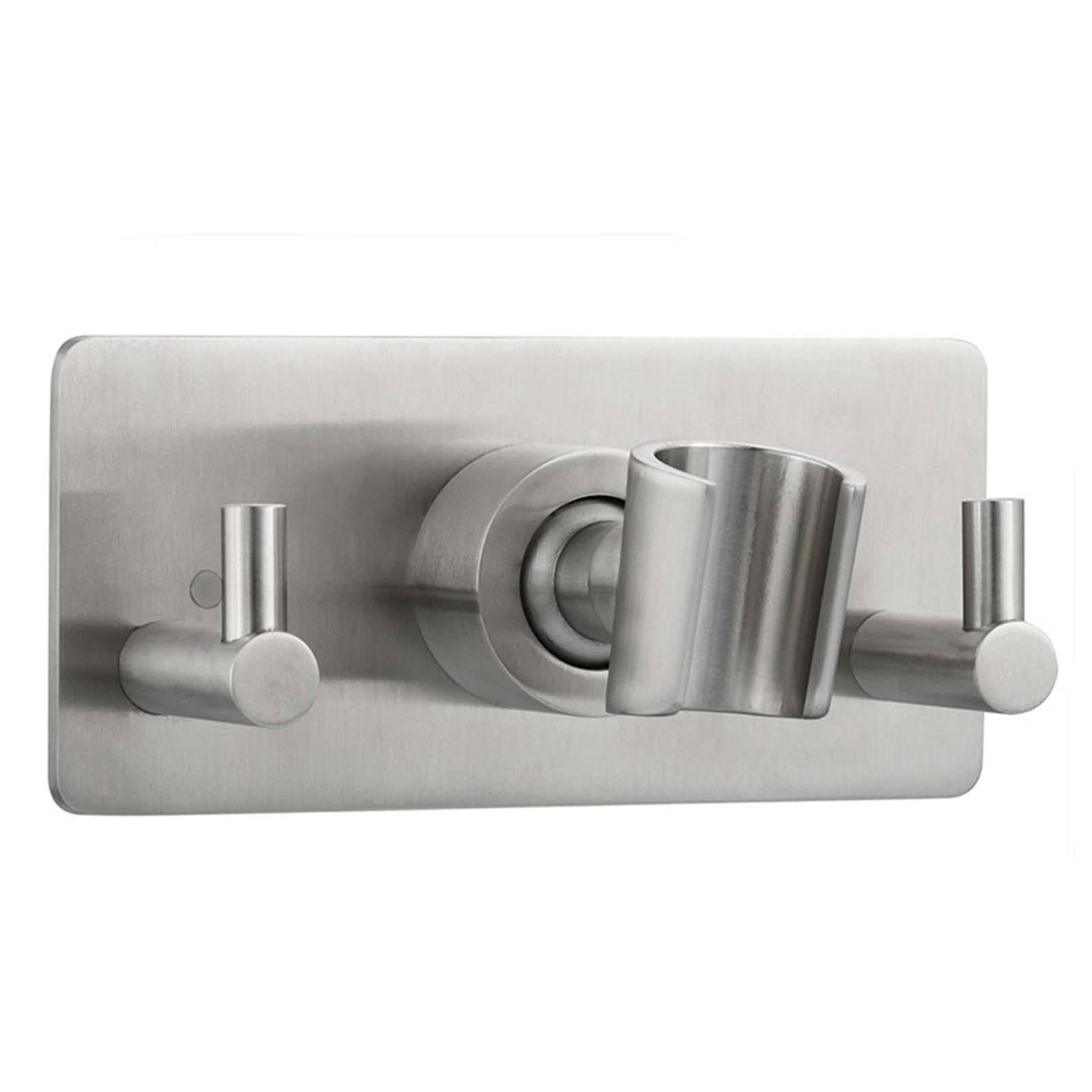 Soporte Ducha Pared Instalación de Perforación Soporte Alcachofa Ducha Rotación de 360° Soporte Ducha Acero Inoxidable Soporte de Ducha Simple Soporte para Ducha con Dos Ganchos