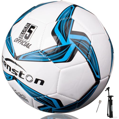 Image of Senston Soccer Ball Size 5 with Pump for Adults | Hard-wearing Durable PVC, All-Weather, Fade-resistant, Anti-deform, Good Air Retention, Easy Clean, Training Match