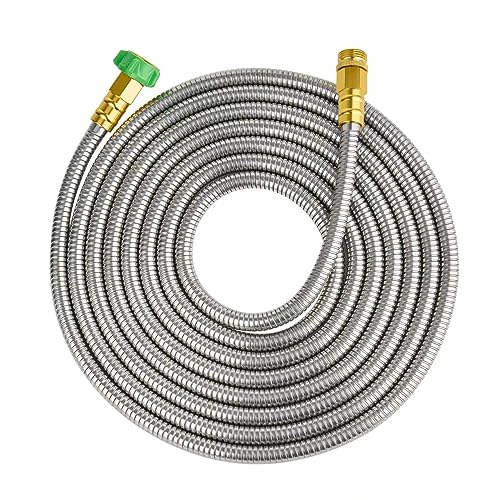 Image of SKYWARD 20ft Stainless Steel Garden Hose, Leakproof, No Kink,F /M Connector