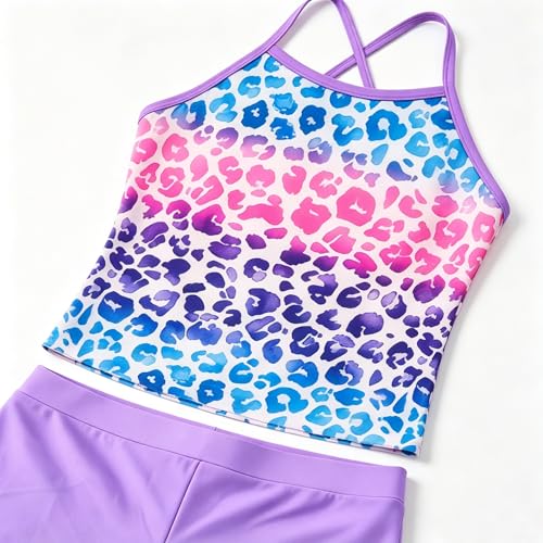 Image of Akokvlar Girls Two Piece Bathing Suit Swimsuit Tankini Swimwear with Boyshort