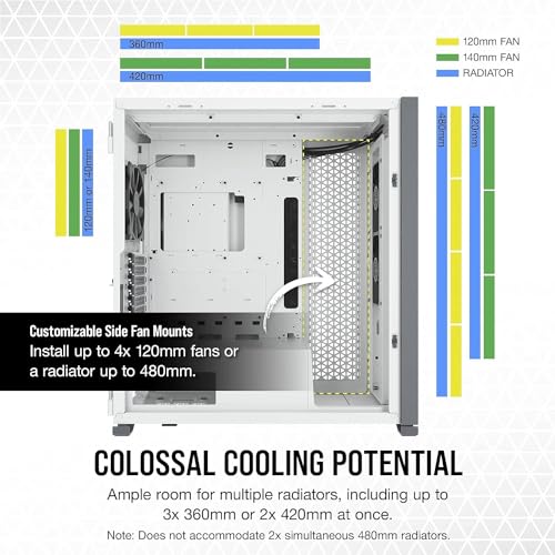 7000D AIRFLOW Case per PC ATX Full-Tower (Pannello Anteriore a Flusso d'aria Elevato, Tre Ventole da 140 mm con Ripetitore PWM Incluse, Generoso Spazio Interno), Bianco - Case PC - Immagine 3