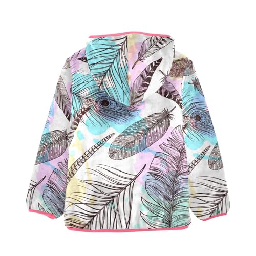 OTVEE Feathers and Colorful Stains Kids Hoodie Jacket Fall Spring Full Zip Warm Outwear Coat2