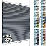 SchattenFreude Waben-Plissee nach Maß für Fenster & Tür | 100% verdunkelnd / Blackout | Zum Anschrauben in der Glasleiste | Anthrazit (Weiße Rückseite), Breite: 70-90cm x Höhe: 100-150cm