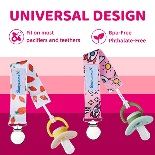 Image of Pacifier Clip Girl,6 Pack Stylish Binky Clips Strap for Baby Girls,Paci Holder with Metal Clip Lightweight Universal Fits Most Pacifiers Teether Toy Soothie,Baby Gift(Travel in Space)