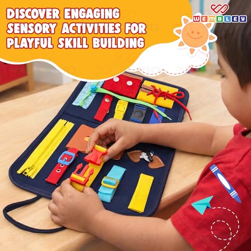 Image of Wembley Busy Binder Book for Toddlers 1-3 Years | Montessori Sensory Activity Toy & Educational Baby Book | Fine Motor Skills & Hand-Eye Coordination | Birthday Gift for Baby Boys & Girls Age 1 2 3
