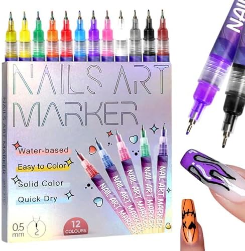 12 Colors Nail Art Pens Set, 2026 New Nail Art Markers