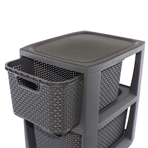 BranQ - Home essential 5901098172523 Plank in rotan design, kunststof PP, Antraciet, 29,5x24x48,7 cm - Image 4
