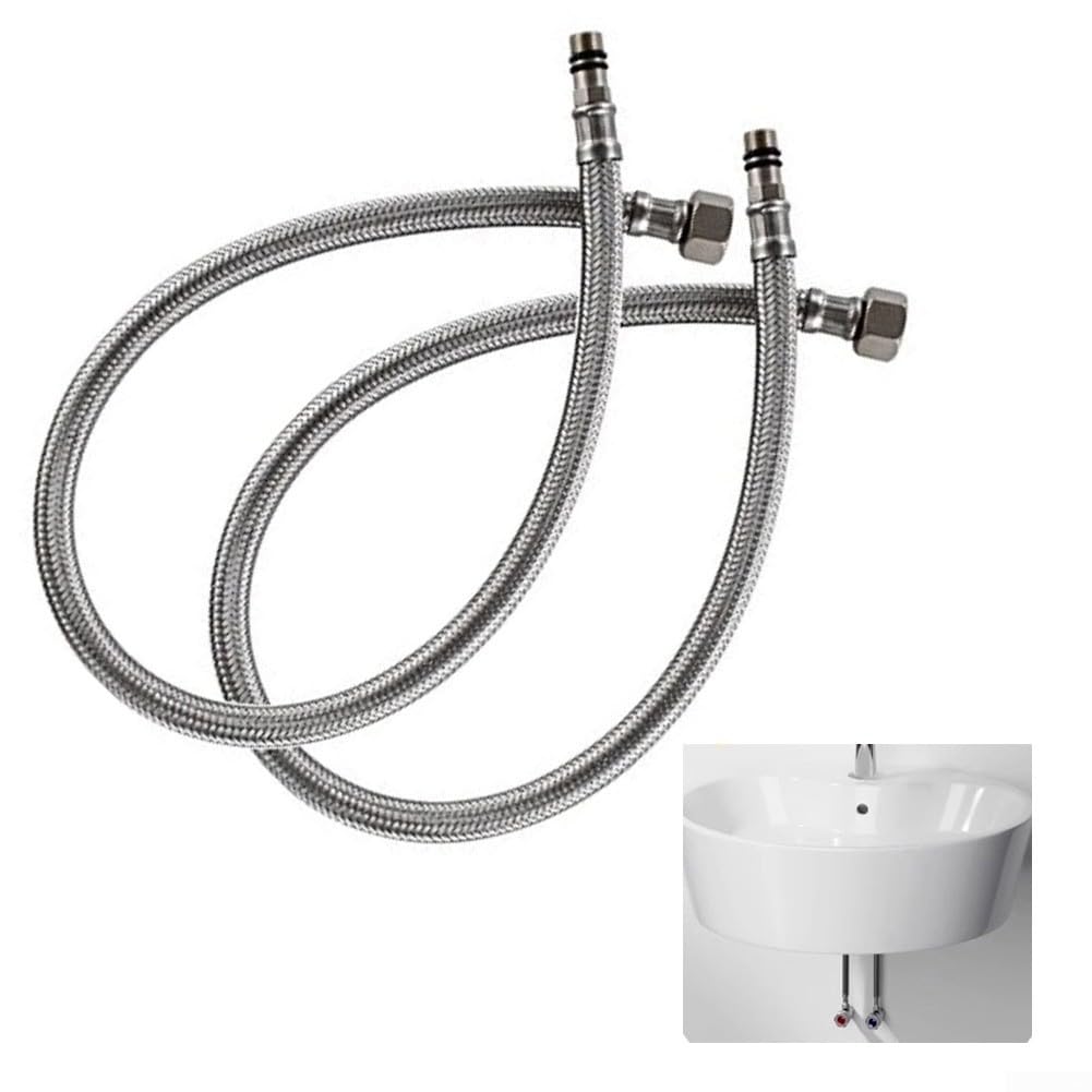 Tuyau d'alimentation en Acier Inoxydable pour Robinet, Compatible avec Les filetages américains Standard 3/8 et M10, 1,5 mètre (59 Pouces), Flexible, pour évier de Cuisine, Robinet