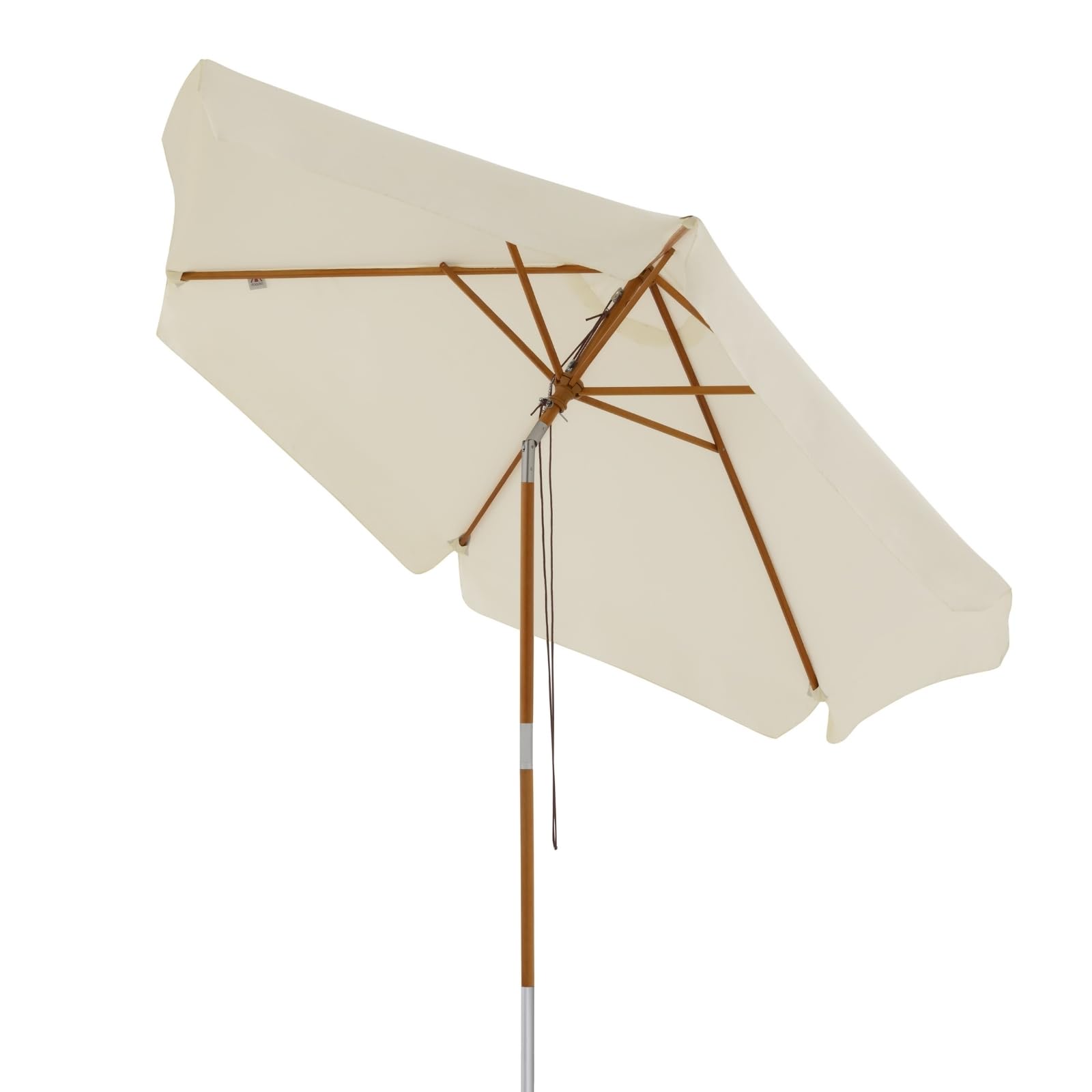 Doppler Deluxe 300cm Sonnenschirm, Hellbeige, Echtholzschirm, UV Schutz 50+ | Runder Gartenschirm, Schirmdach aus Polyester mit Volant, gefertigt aus FSC-zertifiziertem Holz, neigbar & höhenverstellbar