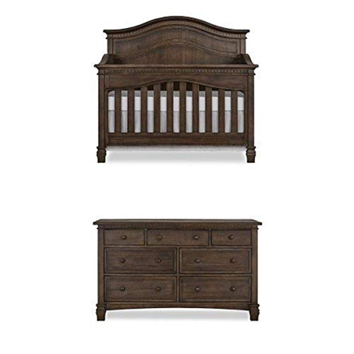 Amazon.com : Evolur Cheyenne 5 in 1 Full Panel Convertible Crib in Antique  Brown with Double Dresser : Baby