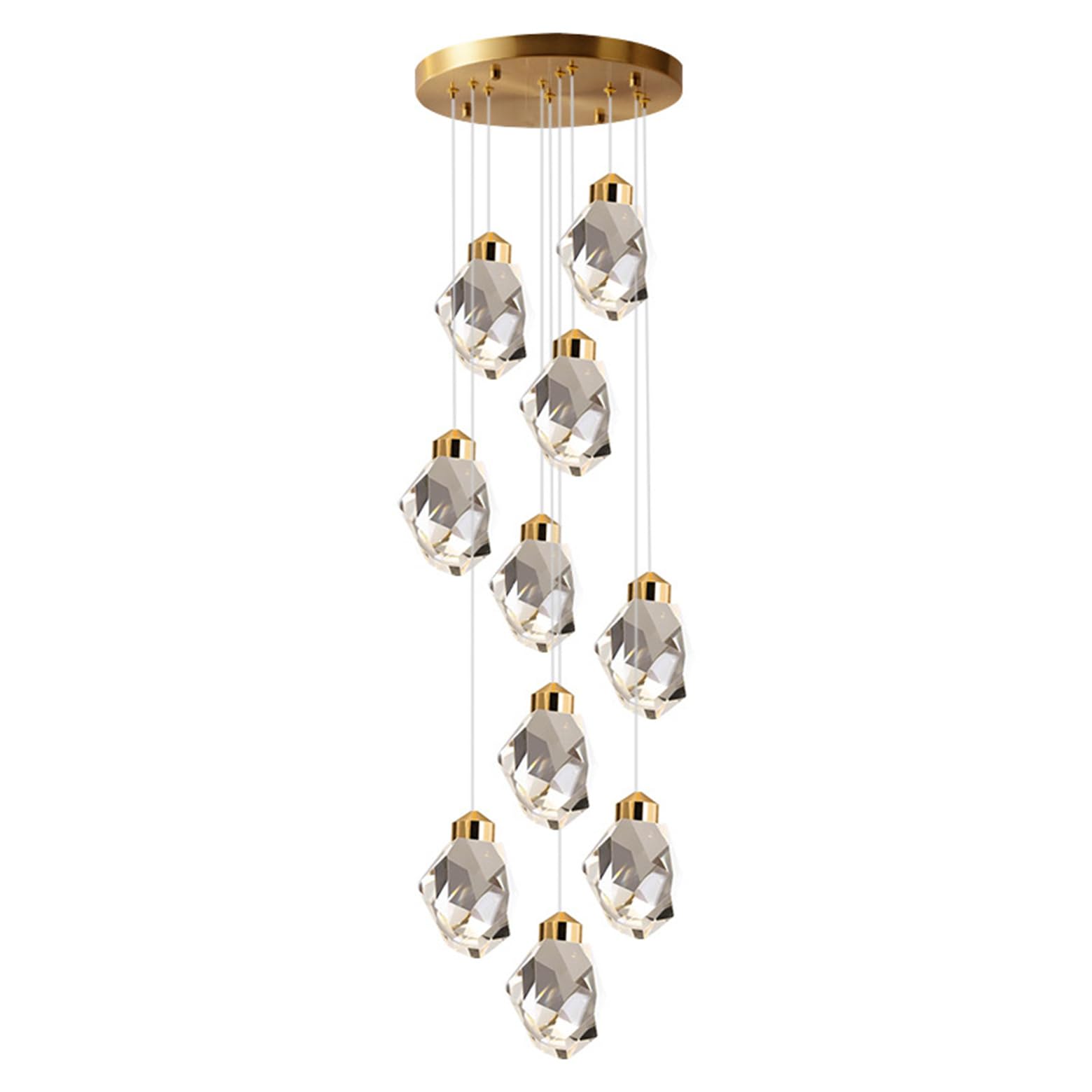 KXEcoLife High Ceiling Chandelier - Crystal Staircase Offers 3 Light Options, Long for Transforming Your Stairwell, Foyer, Entryway, and Living Room 10 Lights
