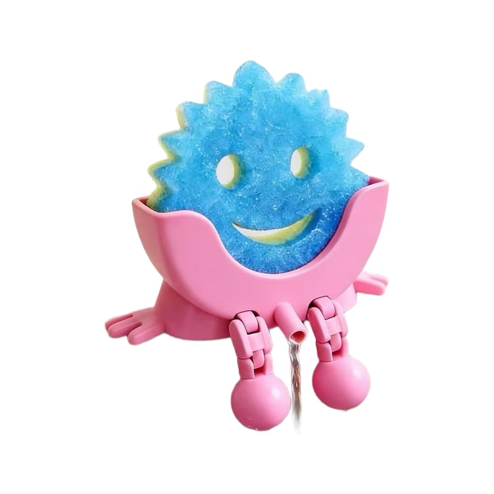 UDSKNV[KSL Peeing Scrub Sponge Holder with Drainage, Cute for Kitchen Sink Hanging Ponge Holder Pink