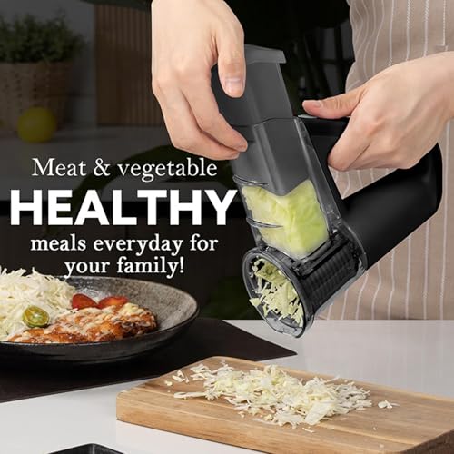 Handheld Vegetable Cutter Vegetable Slicer, Cordless Vegetable Chopper with 4 Blades, Use for Shaving Ice, Cucumber Potato Slicer, Electric Salad Maker for Onion, Cucumber, Carrot, Garlic Purple - Image 2