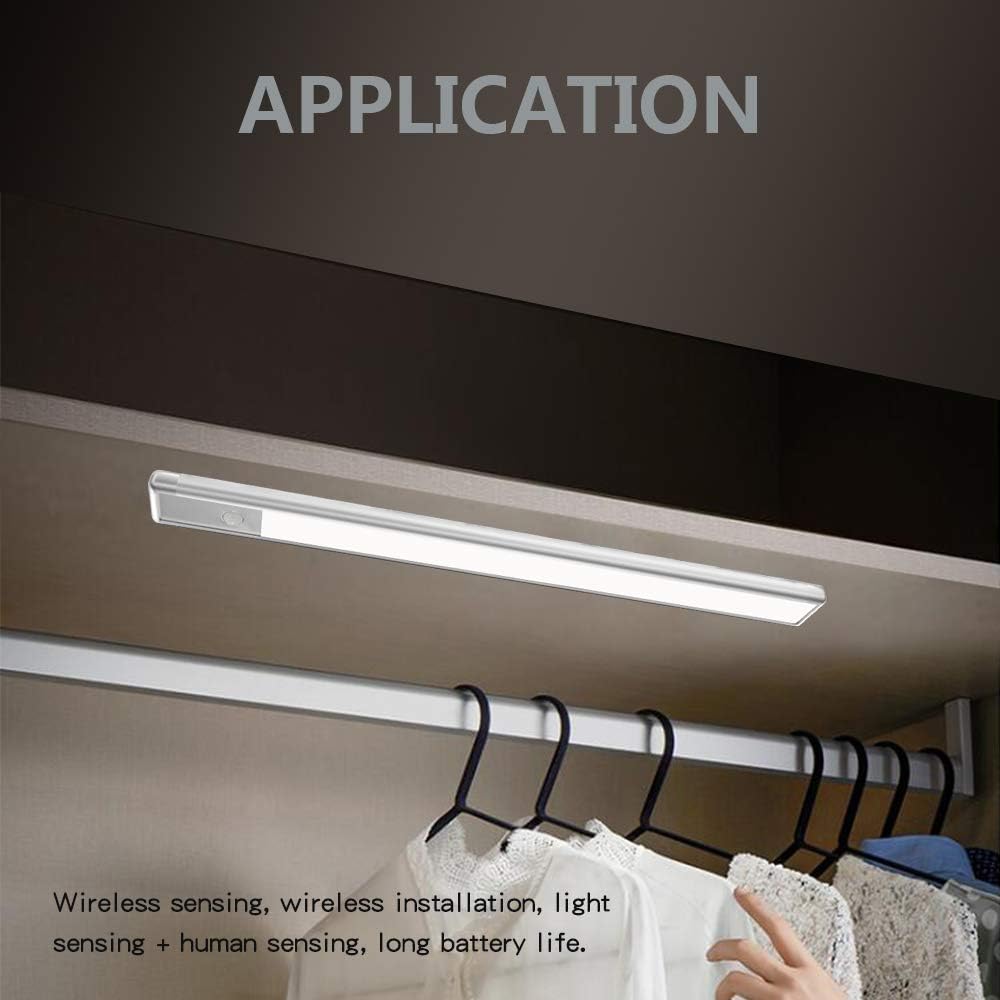 LED Closet Light, 4 Modes Motion Sensor 52 LEDs Under Cabinet/Counter Closet Night Light Portable Wireless Rechargeable Activated Operated Easy-Stick for Stair/Wardrobe/Hallway,2-Pack