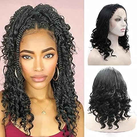 16" Box Braided Wig with Curly Ends Cover