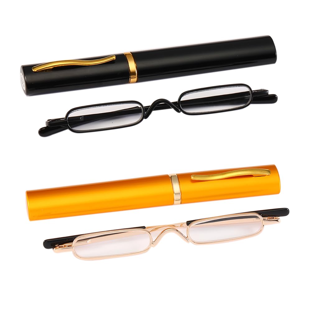 KoKoBin Mini Schmal Lesebrille Federscharnier Metall Lesehilfe Unisex-Sehhilfe mit Etui