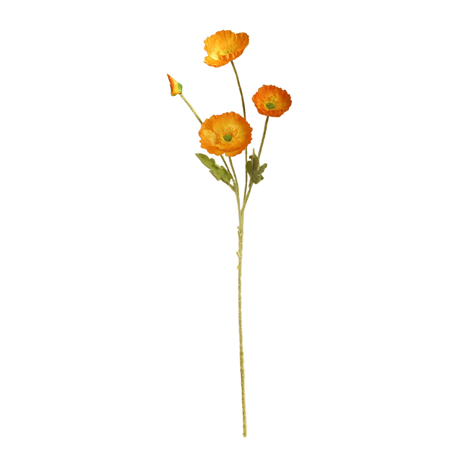 RNCOZE 5 PCS Yellow Orange Poppy Flowers Branches, 23.6 in Spring Silk Fake Flowers, Long Stem Faux 4 Head Dried Poppy Bouquet for Home Decor