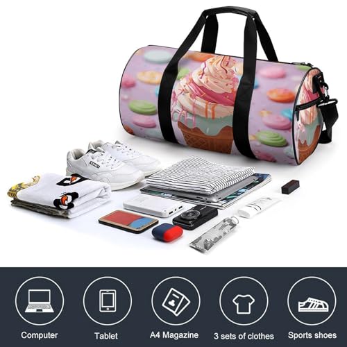 Gym Bag for Men Women Many Colored Ice Cream Duffel Bag Overnight Bag with Compartment Gym Sackpac4