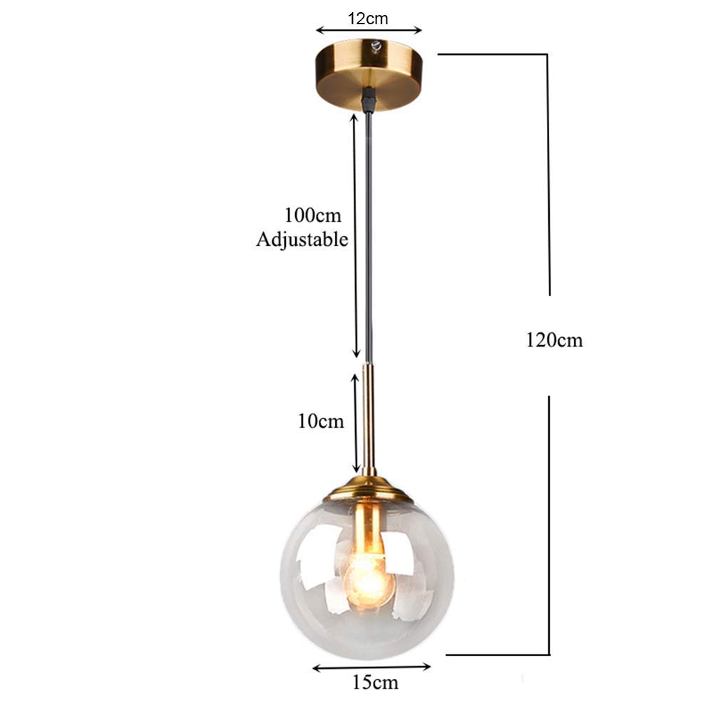 Przemysłowy retro loft sufit wisząca Lekki żyrandol Lampa wyposażenie mosiężne wyposażenie Mosiężne złącze Amber Globe Globe (15 cm, bursztyn)