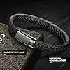 Casisto.J Men's Leather Bracelet - Classic Handmade Braided Cuff Wrap Bracelet with Engraved Magnetic Clasp Wide Wristband Jewellery Gifts for Men Father's Day #4