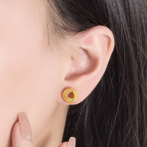 Women 925 Sterling Silver Love-Knot Earring Italian Design 0.35''& 0.43''Lightweight Twisted Love Knot Stud Earrings -Not Allergic Jewelry Gift2