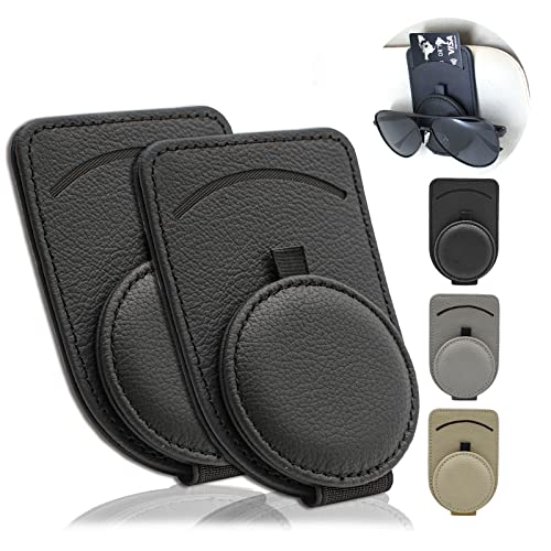 Sunglass Holder for Car Visor, Magnet Adsorbed Sunglasses Holder for Car Accessories Parts, Leather Car Sunglass Holder, Car Visor Sunglasses Clip for Glasses Cards (2PCS, Black) Sunglass Holder for Car Visor, Magnet Adsorbed Sunglasses Holder for Car Accessories Parts, Leather Car Sunglass Holder, Car Visor Sunglasses Clip for Glasses Cards (2PCS, Black)