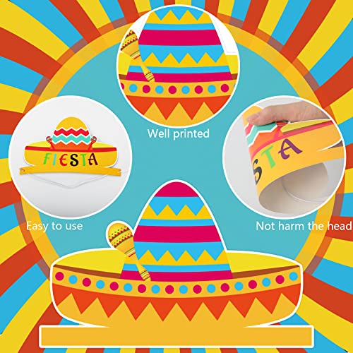 Chiazllta 24 Pieces Cinco De Mayo Fiesta Sombrero Party Hats Fun Fiesta Paper Party Crown Headbands Mexican Theme Decorations Favor Supplies thumb #2