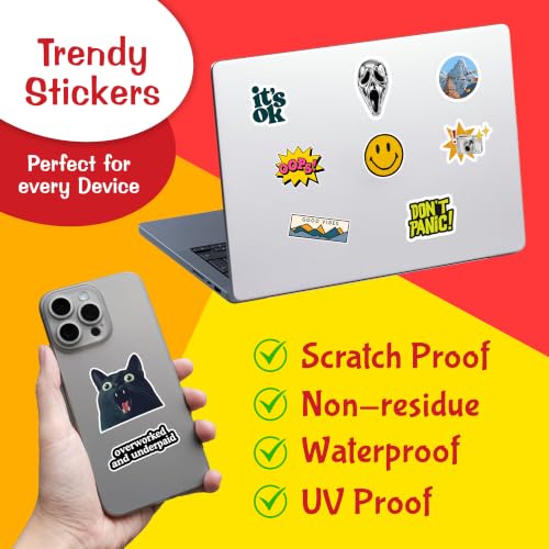 Image of CodersParadise Vinyl Stickers Pack of 56, Random Decorative Decals for Laptop, Water Bottle, Phone Case, Journal, Notebook, Scrapbook, Luggage, Helmet, Bike and DIY Craft Projects