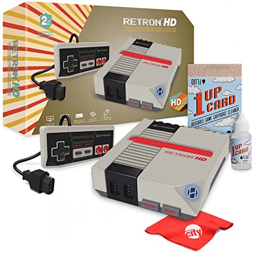 Hyperkin RetroN 1 HD Retro Video Gaming System Console for NES With Katamco 1UP Cleaning Kit and Circuit City Microfiber Cloth - Grey (M01888-GR)