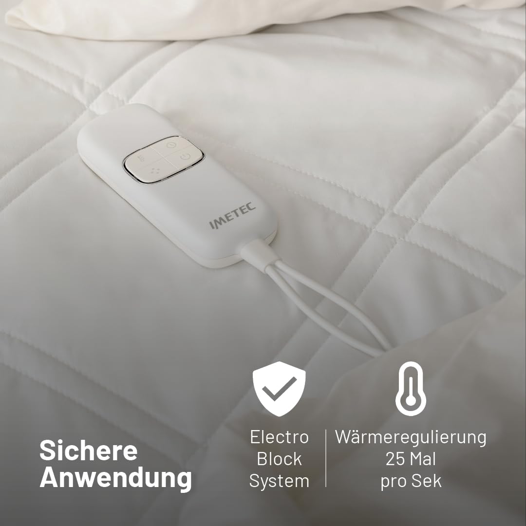 Imetec Wärmeunterbett Adapto Advanced Maxi Einzelbettgröße - Programmierbar mit Alexa, Wi-Fi Konnektivität und Sprachsteuerung, 4 exklusive Programme - 9 Temperaturen, Schnelles Aufheizen, 195 x 90 cm