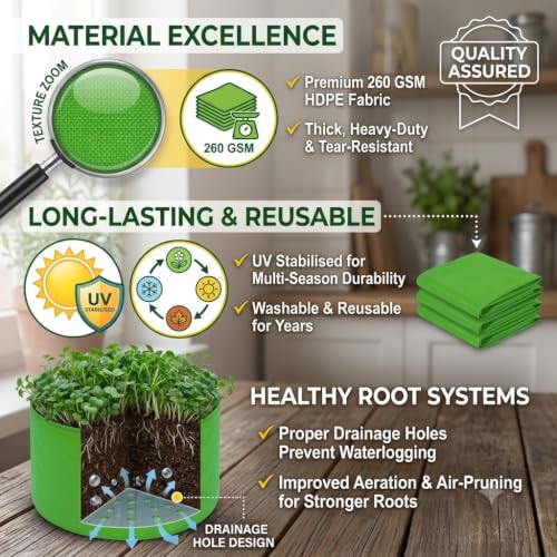 Image of 10,000+ Microgreen Seeds Kit with 2 Grow Bags (9 inchx3 inch) | Value Pack of 10 Varieties with Reusable Grow Bags | High Germination | Easy to Grow