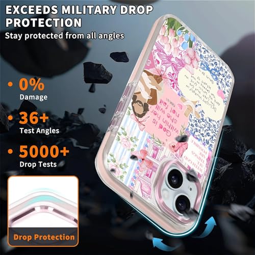 COTAIL Clear Case for iPhone 14 Plus, [Magnetic Charging Compatible][Military-Grade Protection][Anti-Yellowing] Shockproof Slim Magnetic Phone Case for iPhone 14 Plus, Pink Jesus Collage - image 4